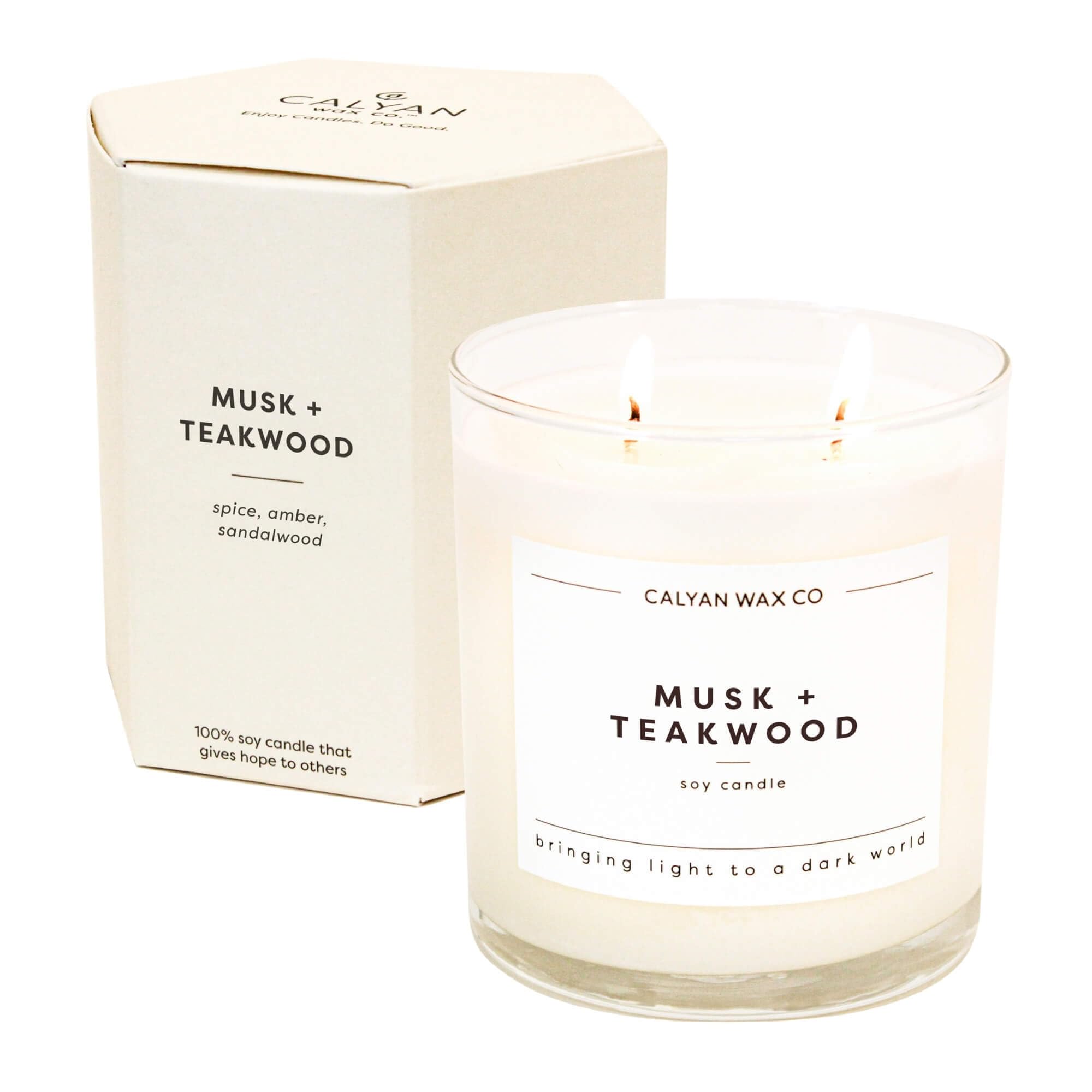 Calyan Wax Co. Musk & Teakwood 2-Wick Soy Candle | 8.8oz
