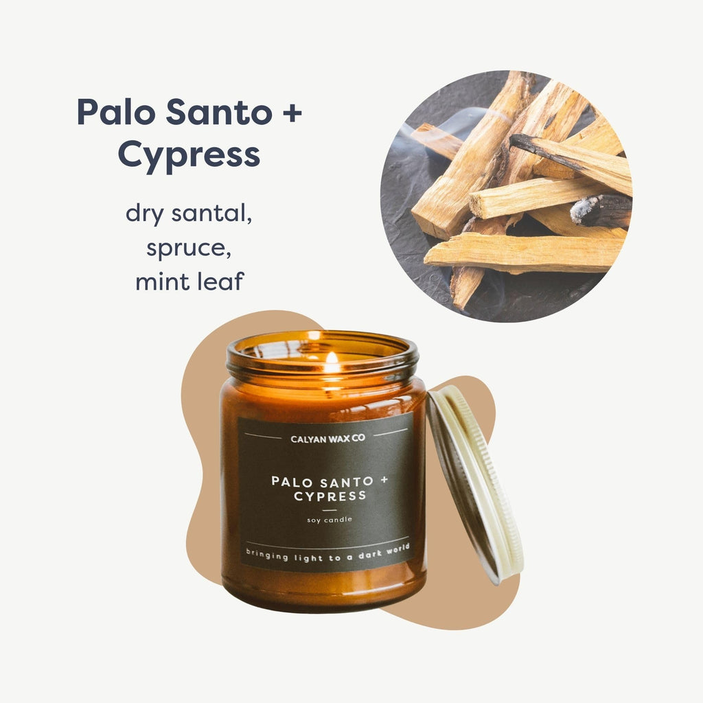 Calyan Wax Co. Palo Santo & Cypress Candle | 57h Burn • Non-Toxic Soy • 7.2oz