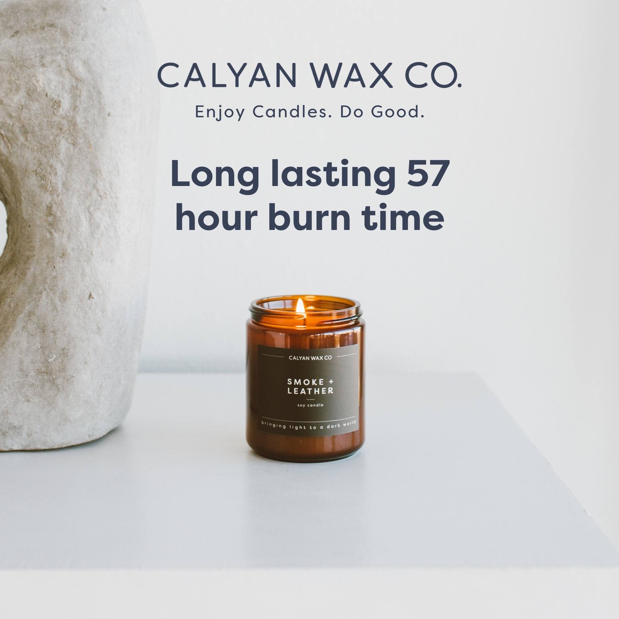 Calyan Wax Co. Redwood & Vanilla Soy Candle – 57 Hr Burn | 7.2oz Amber Jar