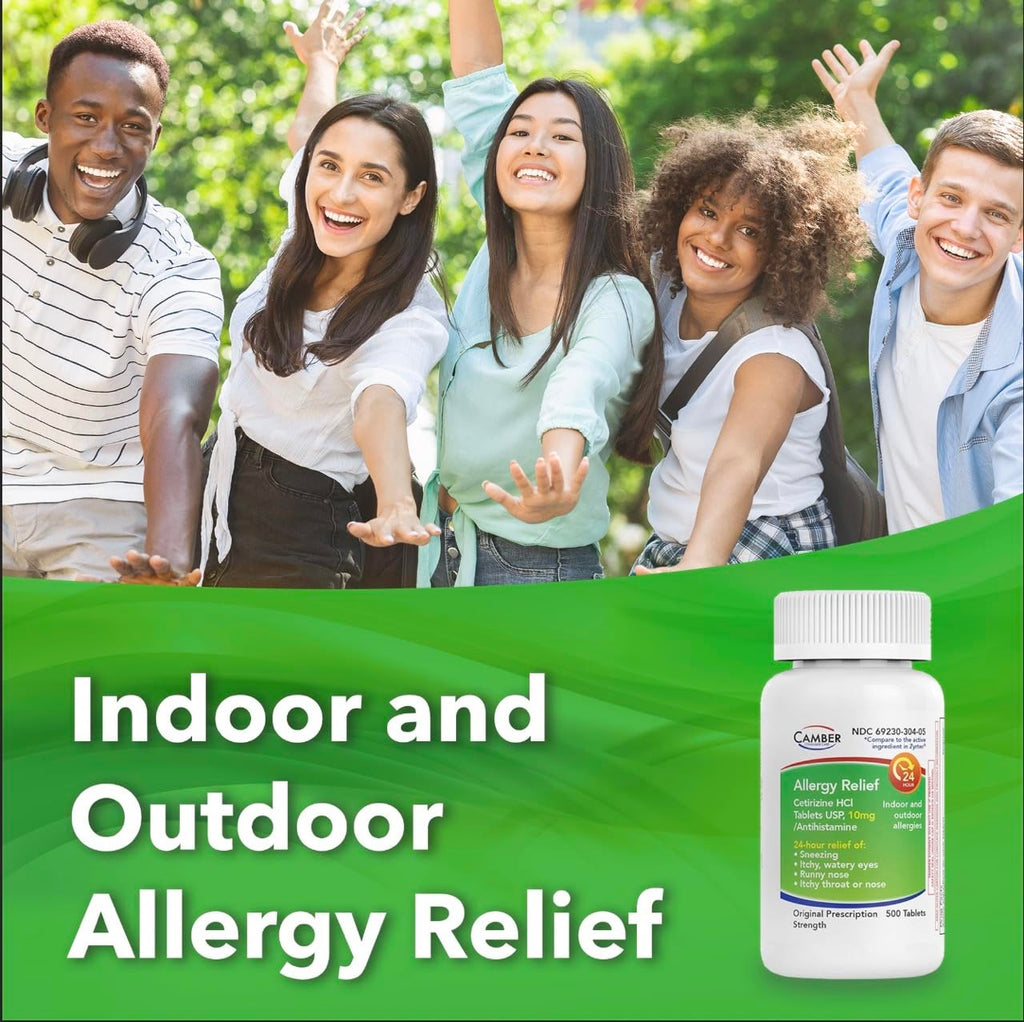 Camber Cetirizine HCI 10mg Tablets | 24-Hour Allergy Relief (100 Count) - CAMBER PHARMACEUTICALS