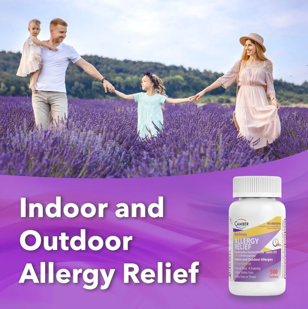 Camber Fexofenadine 24-Hour Non-Drowsy Allergy Relief - 100 Tablets