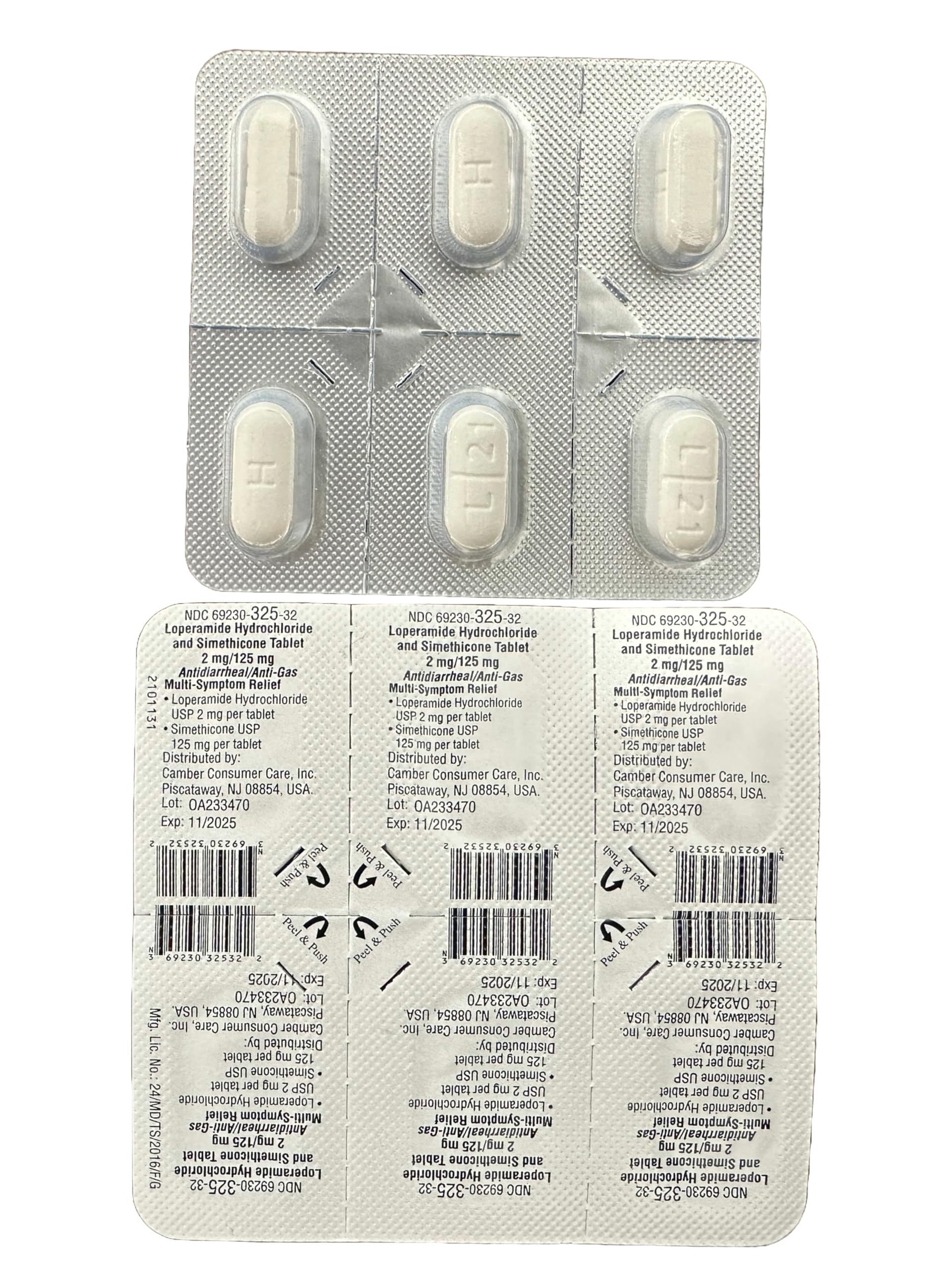 Camber Pharmaceuticals Loperamide & Simethicone Multi-Symptom Tablets – 24 Count