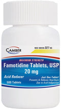Camber Famotidine 20 mg Tablets – 500 Count Family Pack | Maximum Strength Acid Reducer