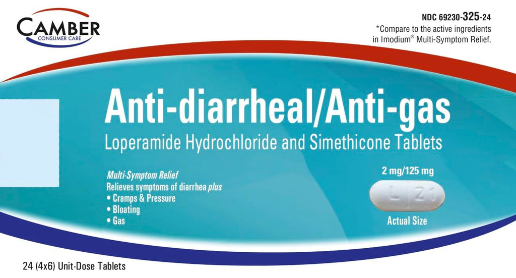 Camber Pharmaceuticals Loperamide & Simethicone Multi-Symptom Tablets – 24 Count