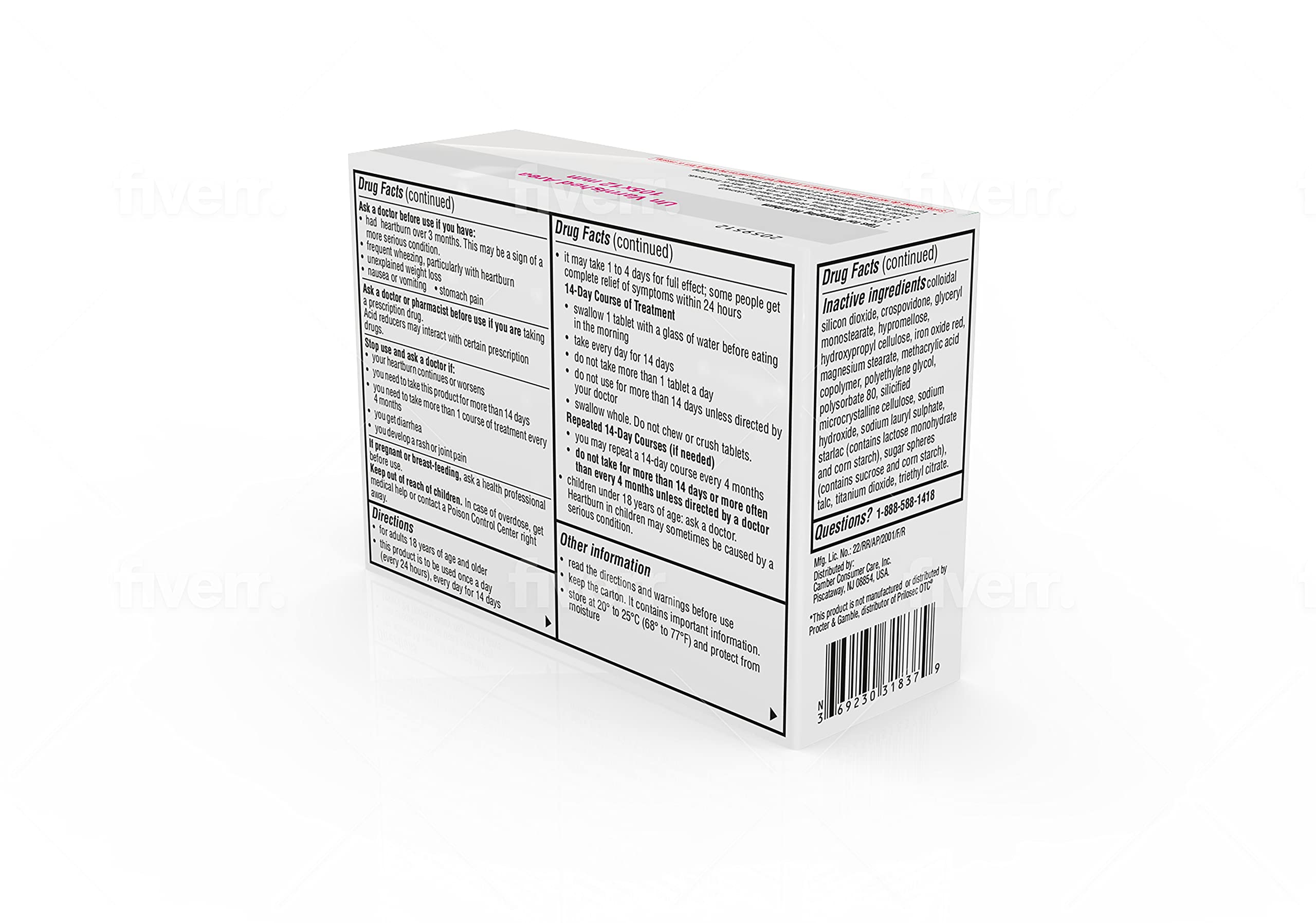 Camber Omeprazole 20mg Delayed-Release Tablets | Heartburn & Acid Reflux Relief (42 Count)