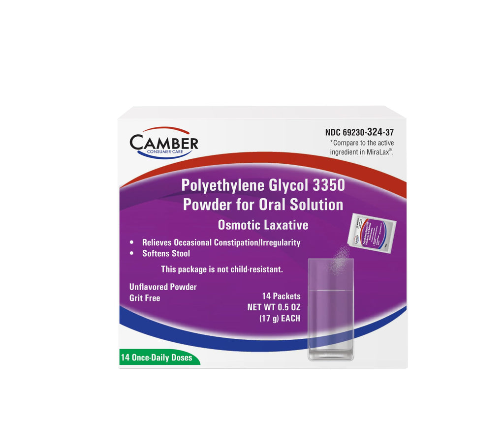 Camber Polyethylene Glycol 3350 Powder – Osmotic Laxative & Stool Softener (14 Daily Dose Sachets) | CAMBER PHARMACEUTICALS, INC