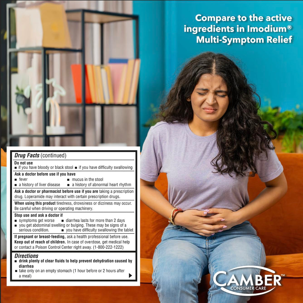Camber Pharmaceuticals Loperamide & Simethicone Multi-Symptom Tablets – 24 Count