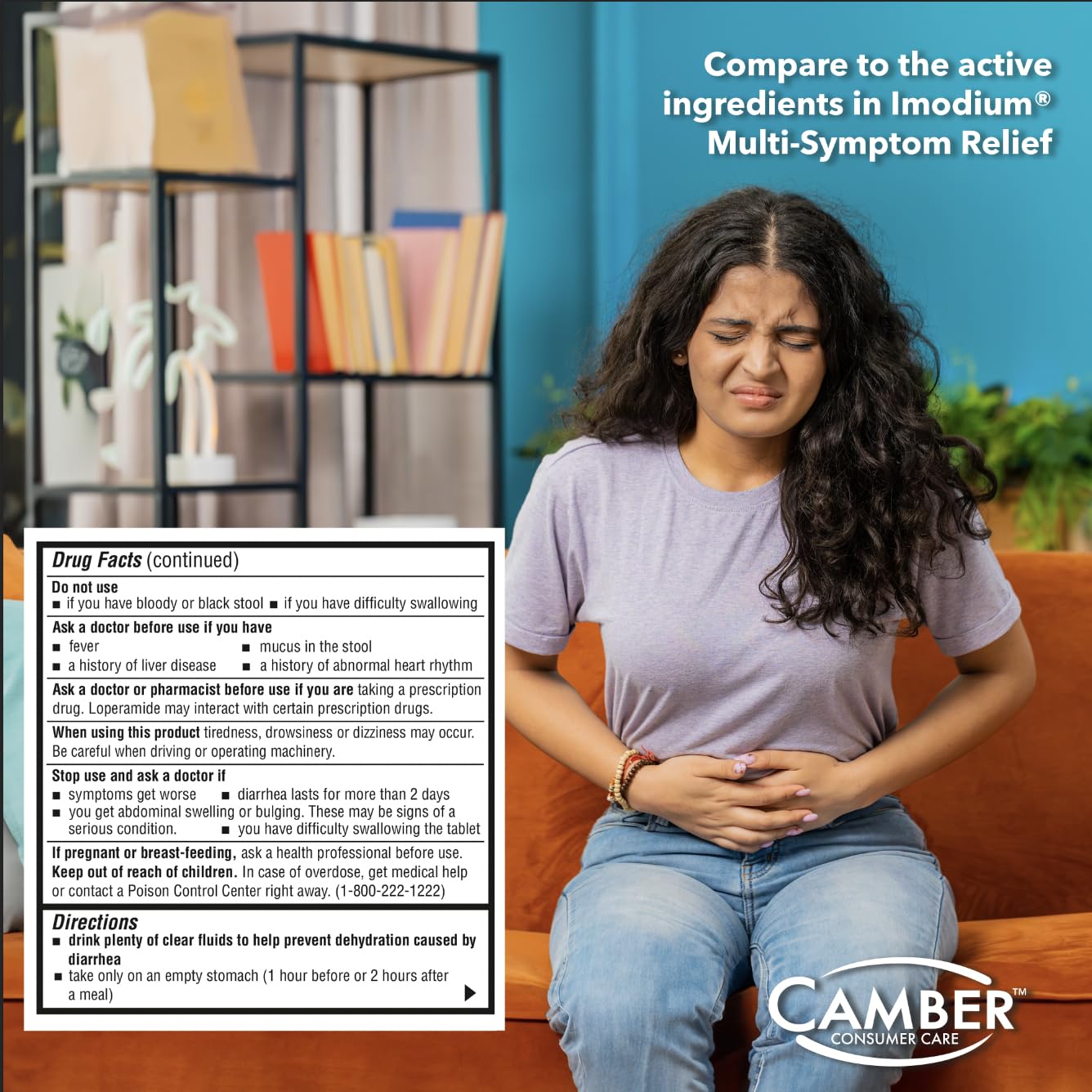 Camber Pharmaceuticals Loperamide & Simethicone Multi-Symptom Tablets – 24 Count