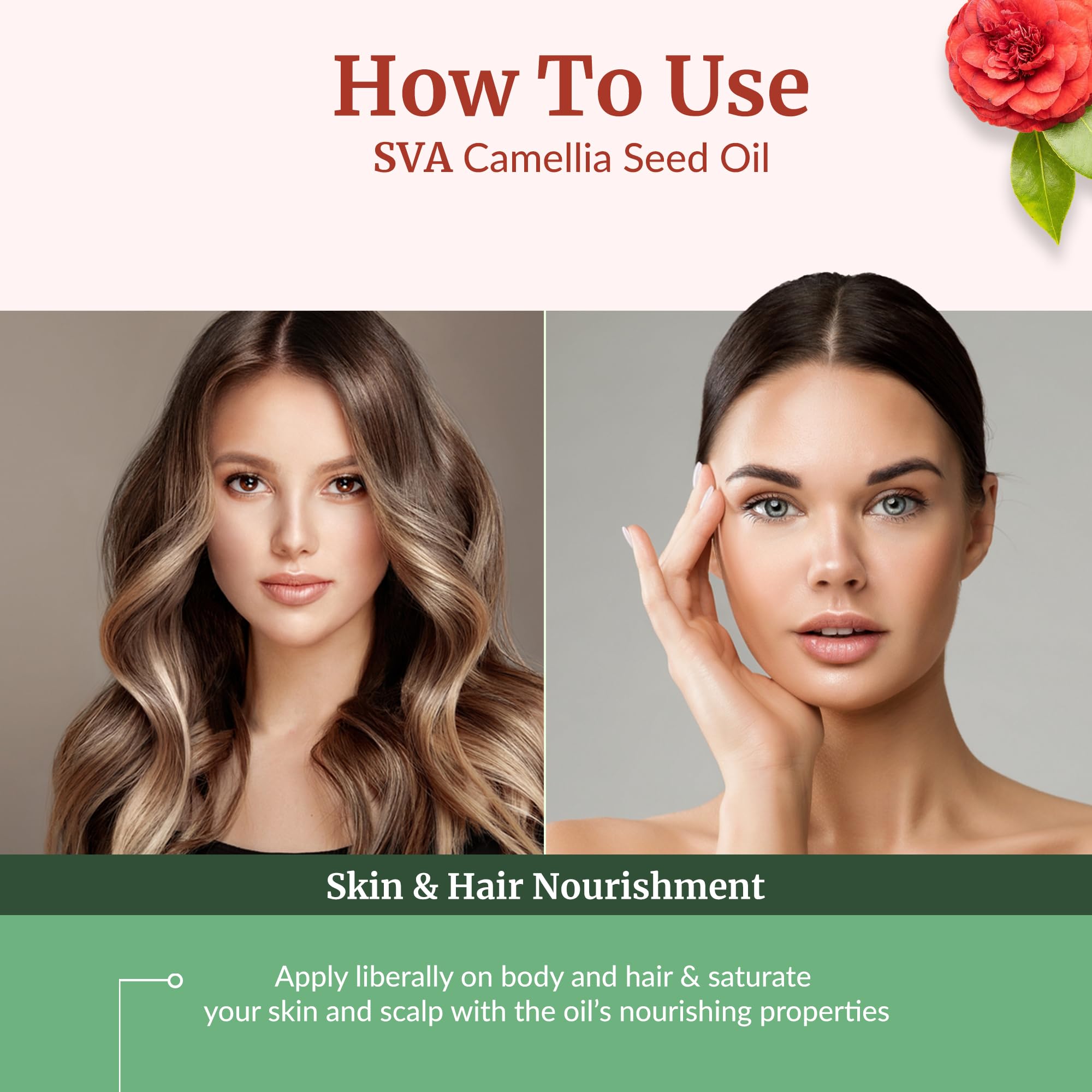 SVA Camellia Seed Oil Organic – Cold-Pressed Carrier Oil, 4 Fl Oz with Dropper