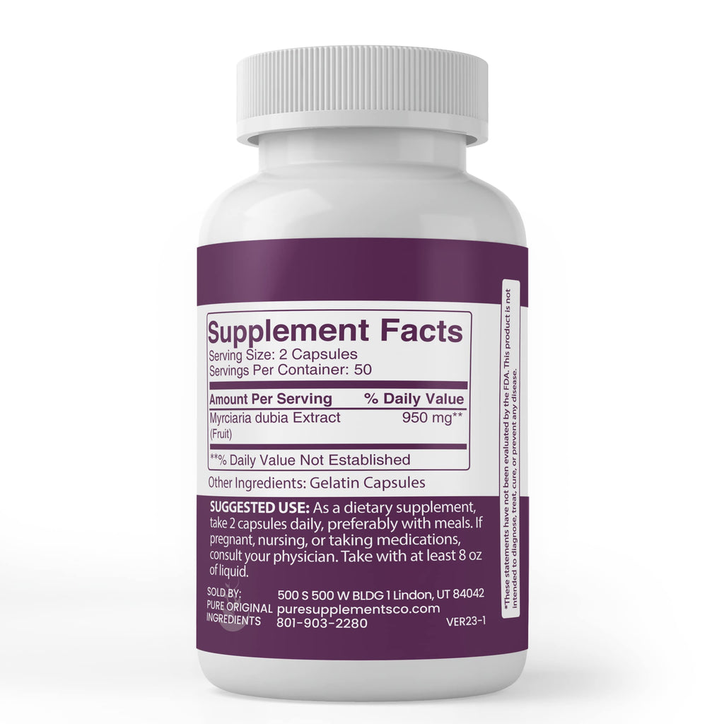 Pure Original Camu Camu Berry – 100 Capsules | No Additives, Lab Verified