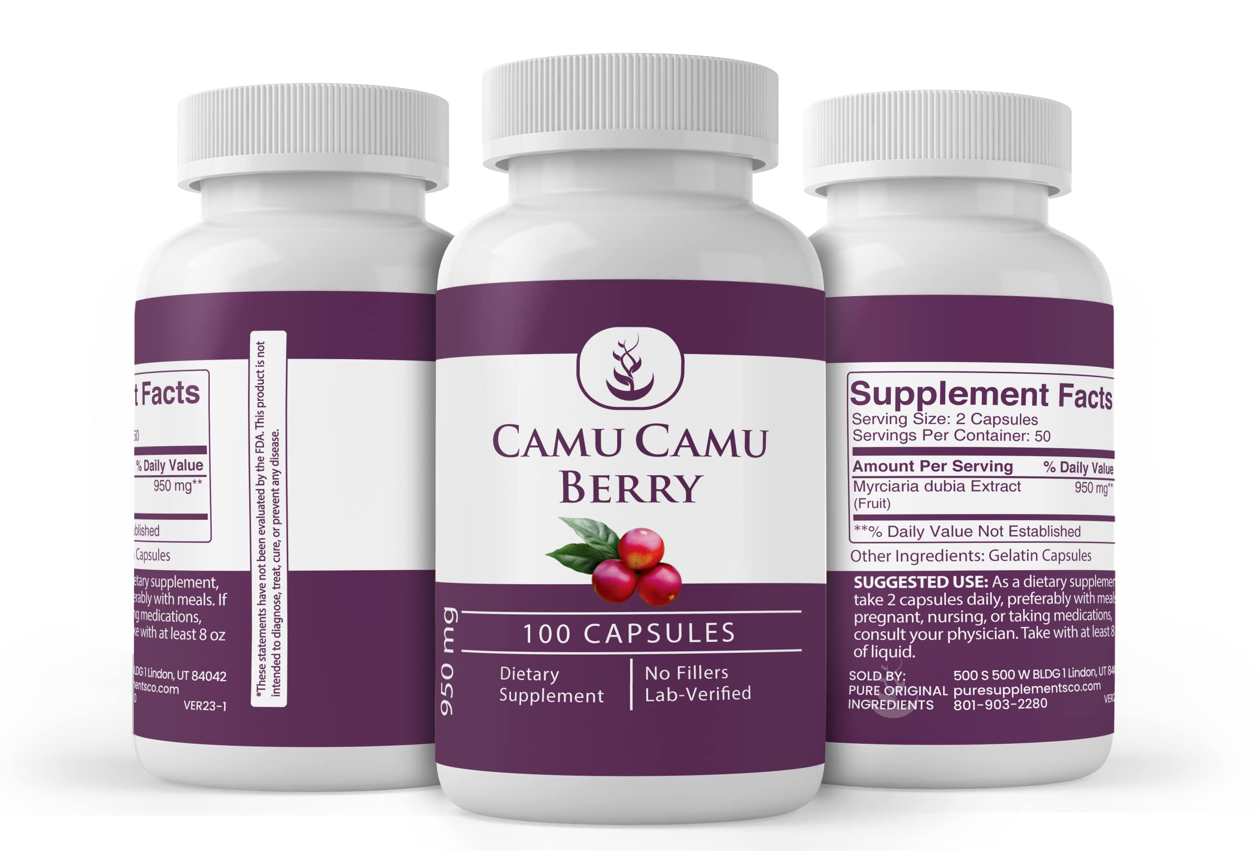Pure Original Camu Camu Berry – 100 Capsules | No Additives, Lab Verified