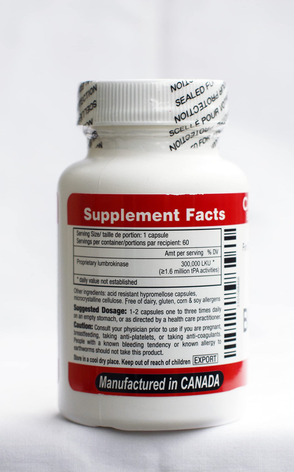 Canada RNA Boluoke 60 Capsules (Pack of 2) – Lumbrokinase Enzyme Supplement