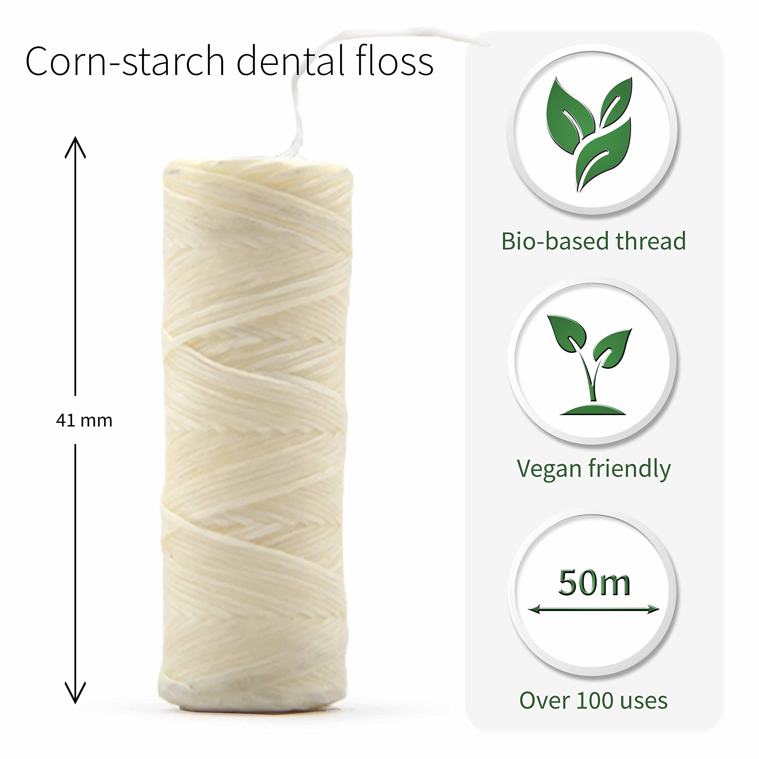 Vegan Dental Floss | Refillable Stainless Steel Dispenser | Zero Waste Mint 55 Yards | Bambaw