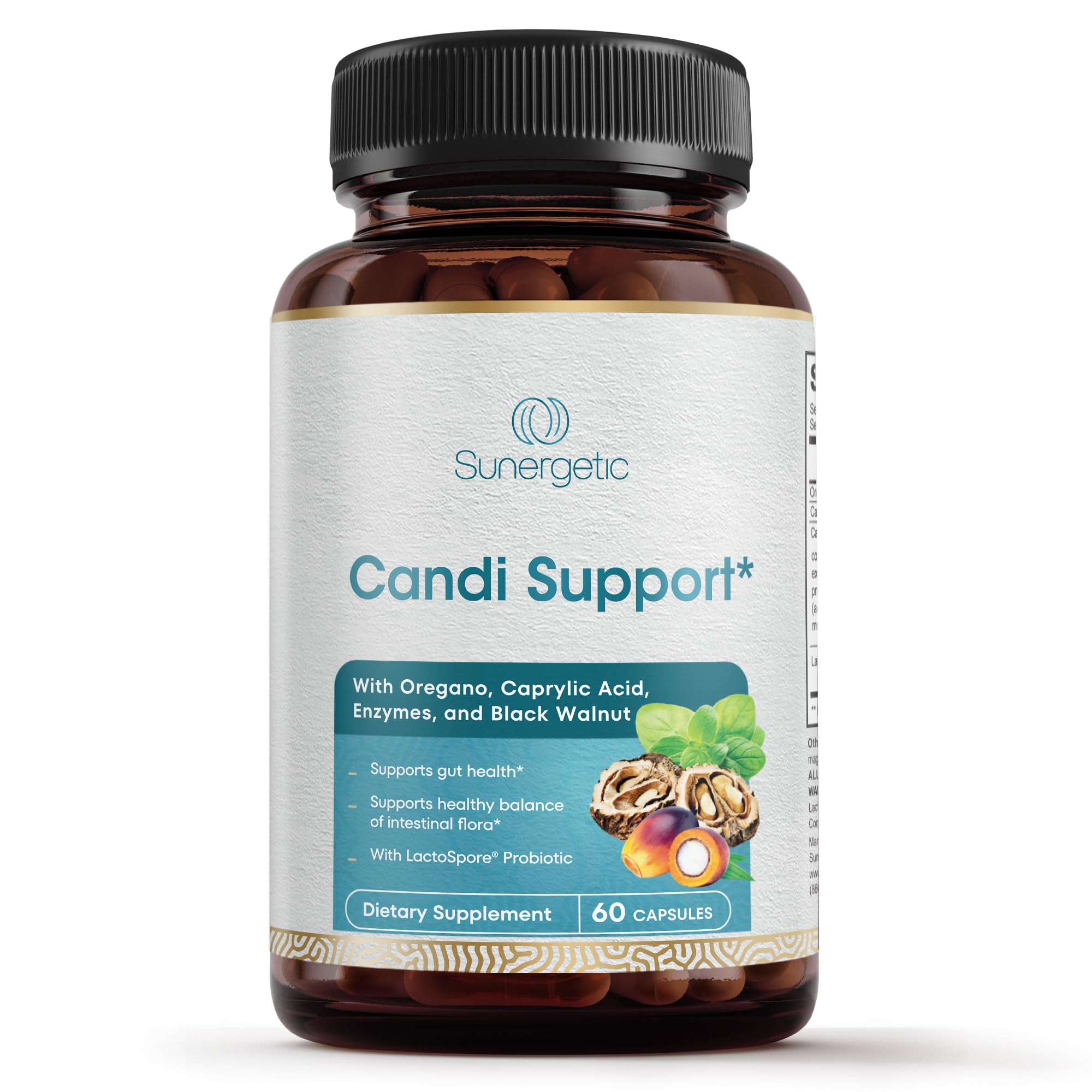 Premium Candida Cleanse Supplement – Oregano, Caprylic Acid, Black Walnut & Probiotics | 60 Candi Support Capsules