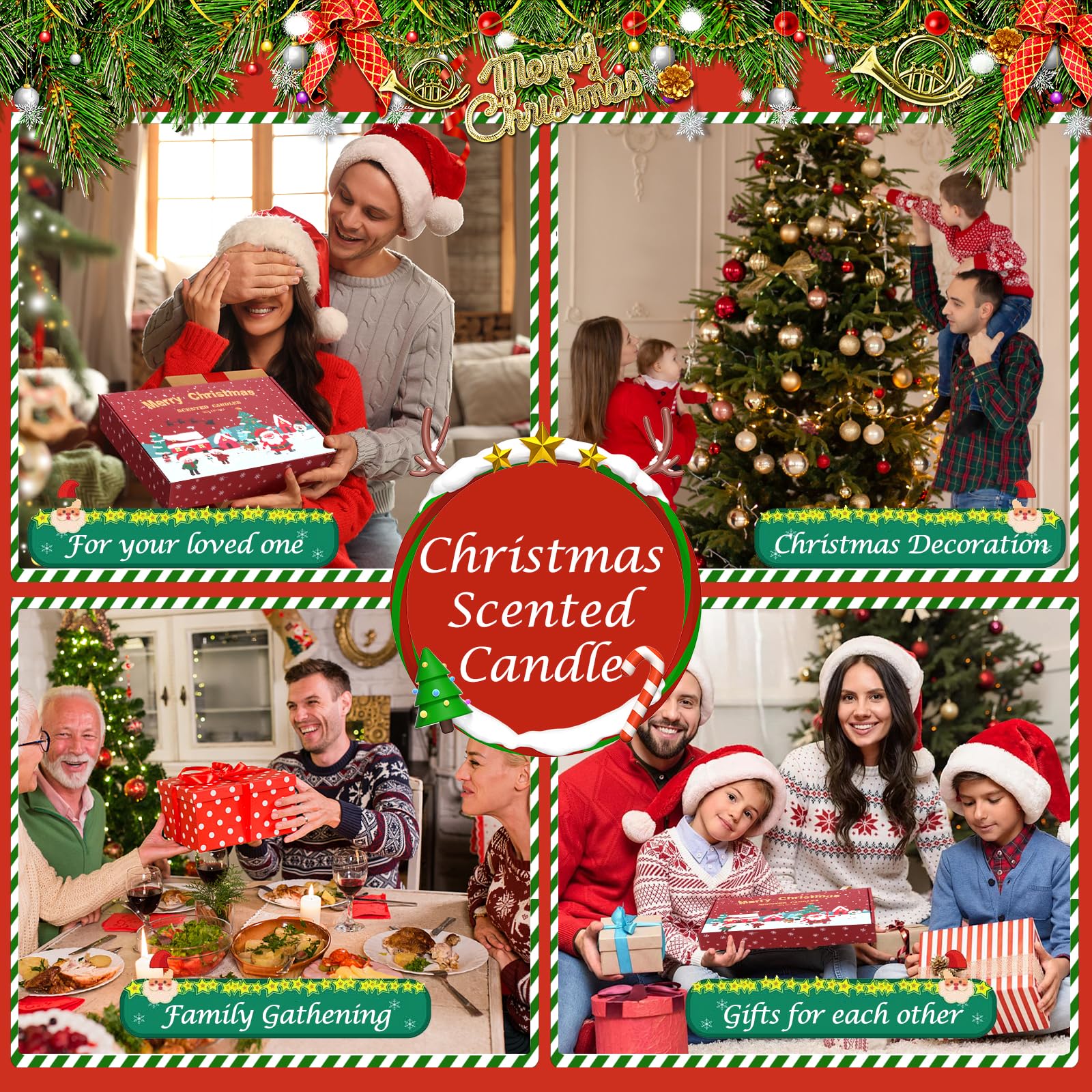 Christmas Scented Candles Gift Set for Women – 6-Pack Soy Aromatherapy Candles
