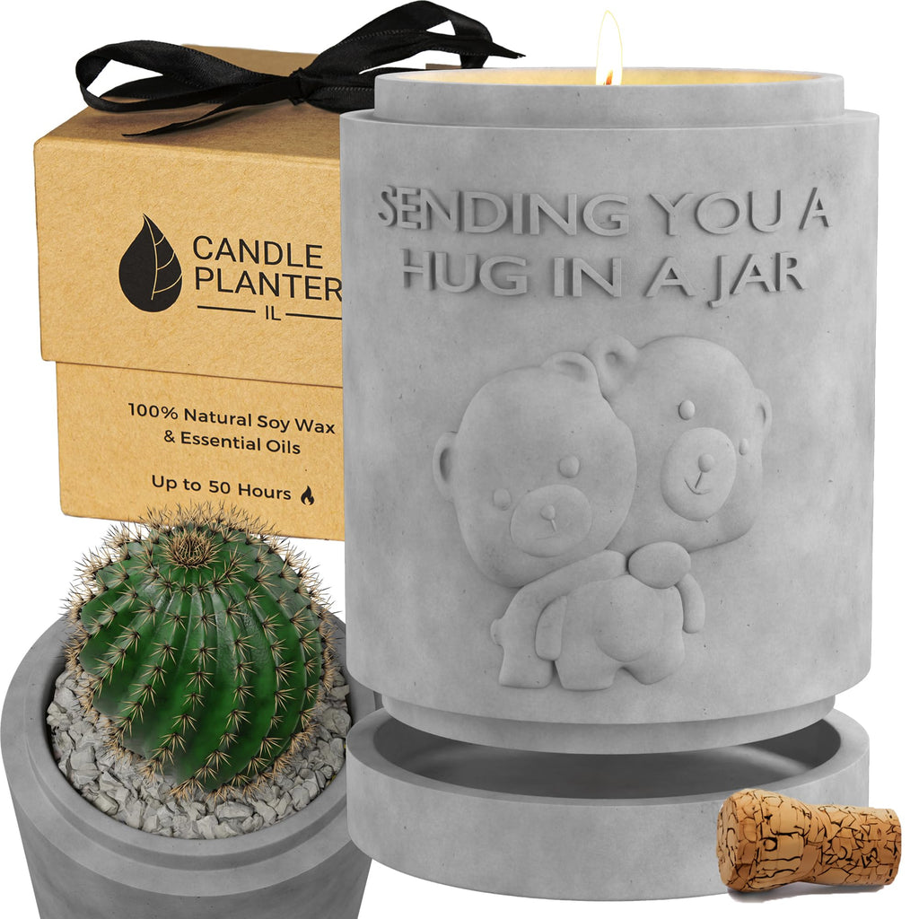 Candle Planter Hug in a Jar – Aromatherapy Soy Candle & Succulent Planter