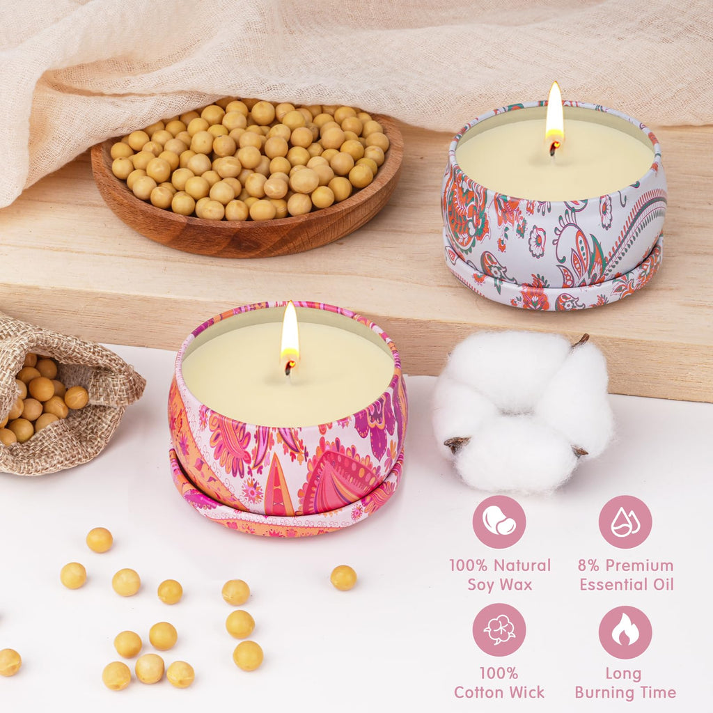 Scented Candles Gifts Set for Women – 9-Pack Soy Wax Aromatherapy (Lavender, Jasmine, Vanilla)