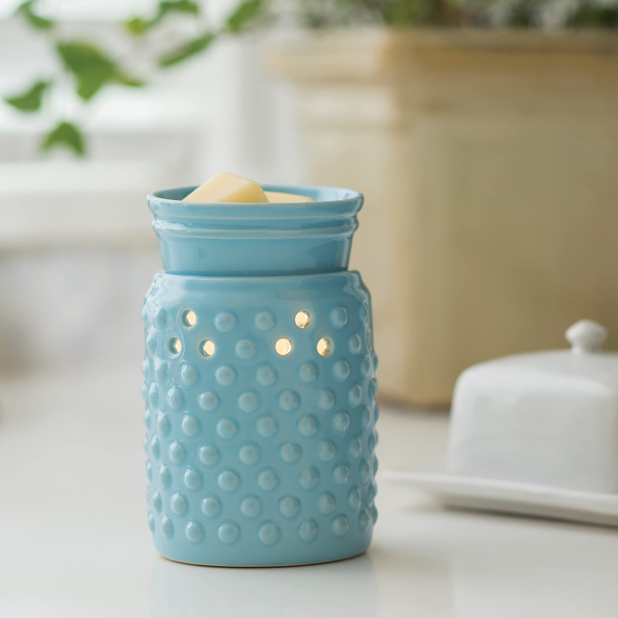 Candle Warmers Etc. Midsized Illumination Fragrance Warmer – Blue Hobnail
