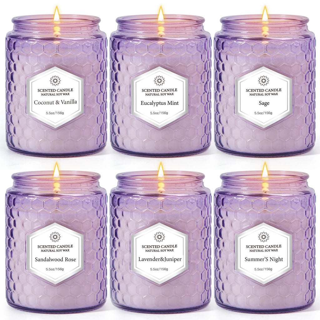 6 Pack Aromatherapy Candles Gift Set – Soy Wax, 240 Hours Total Burn Time