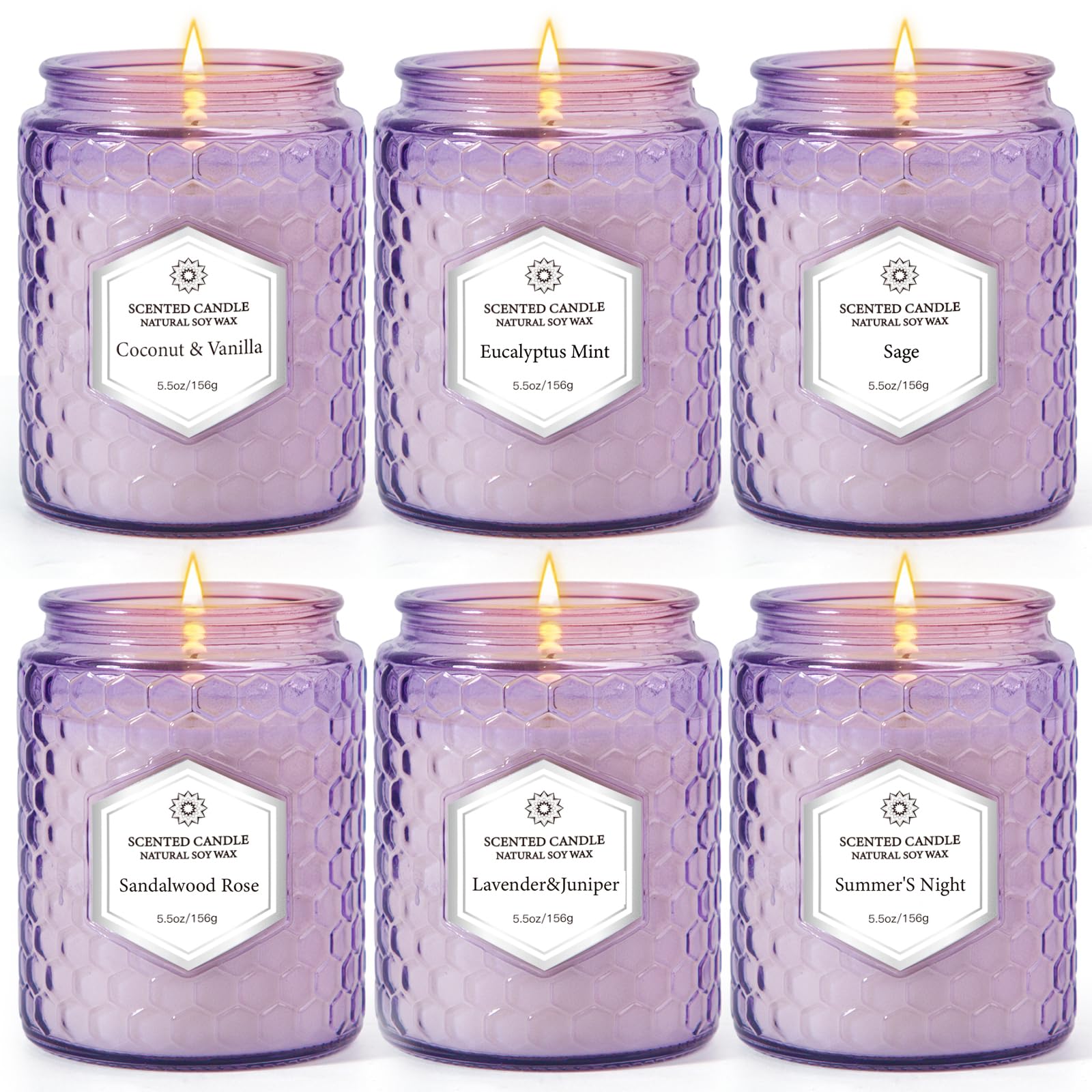 6 Pack Aromatherapy Candles Gift Set – Soy Wax, 240 Hours Total Burn Time