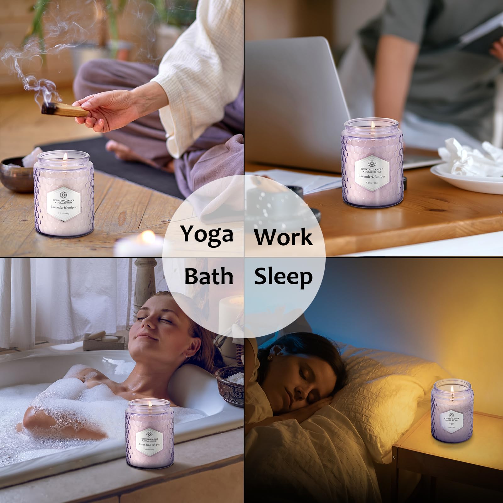6 Pack Aromatherapy Candles Gift Set – Soy Wax, 240 Hours Total Burn Time