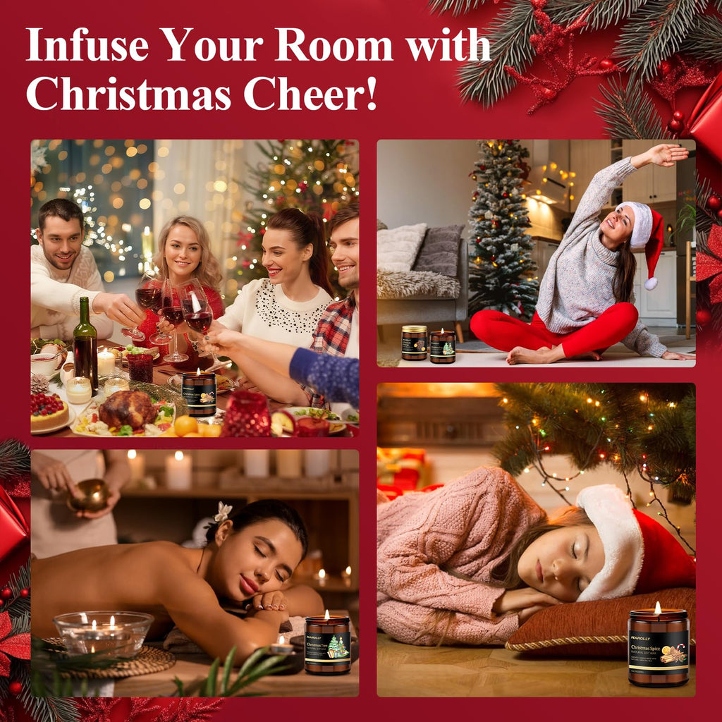Christmas Scented Candles Set – 6 Pack Soy Candles for Holiday Gifts