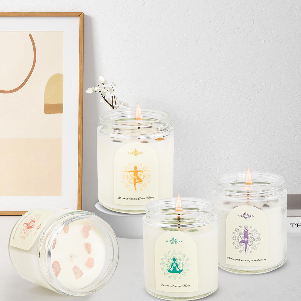 4-Pack Crystal Soy Candles – Aromatherapy Scented Gift Set for Women | 24 oz