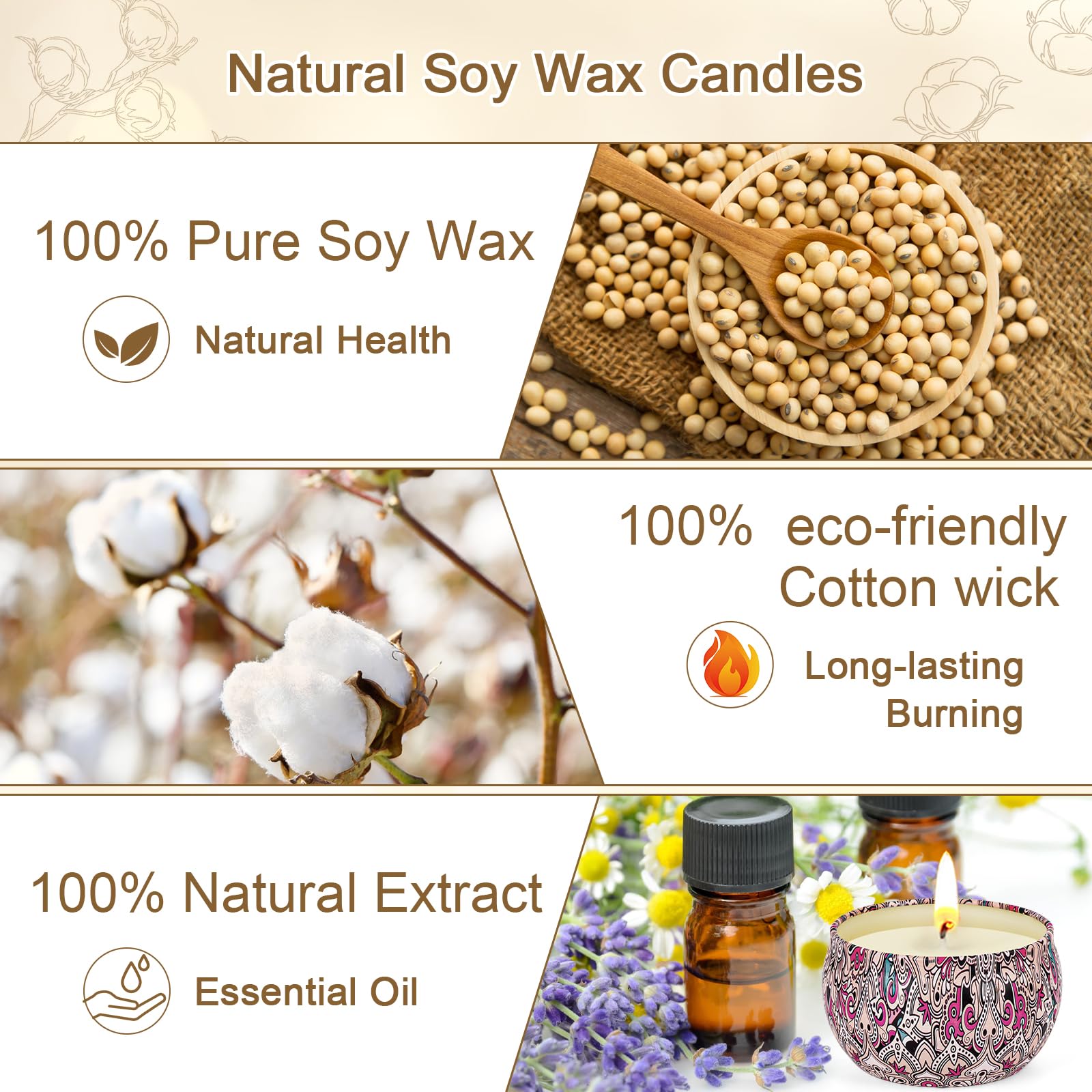 Candles for Women | 4 Pack Scented Soy Wax Gift Set | Long-Lasting Aromatherapy