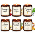 6 Pack Fall Scented Candles – 7.1oz Soy Wax, Amber Jar Gift Set
