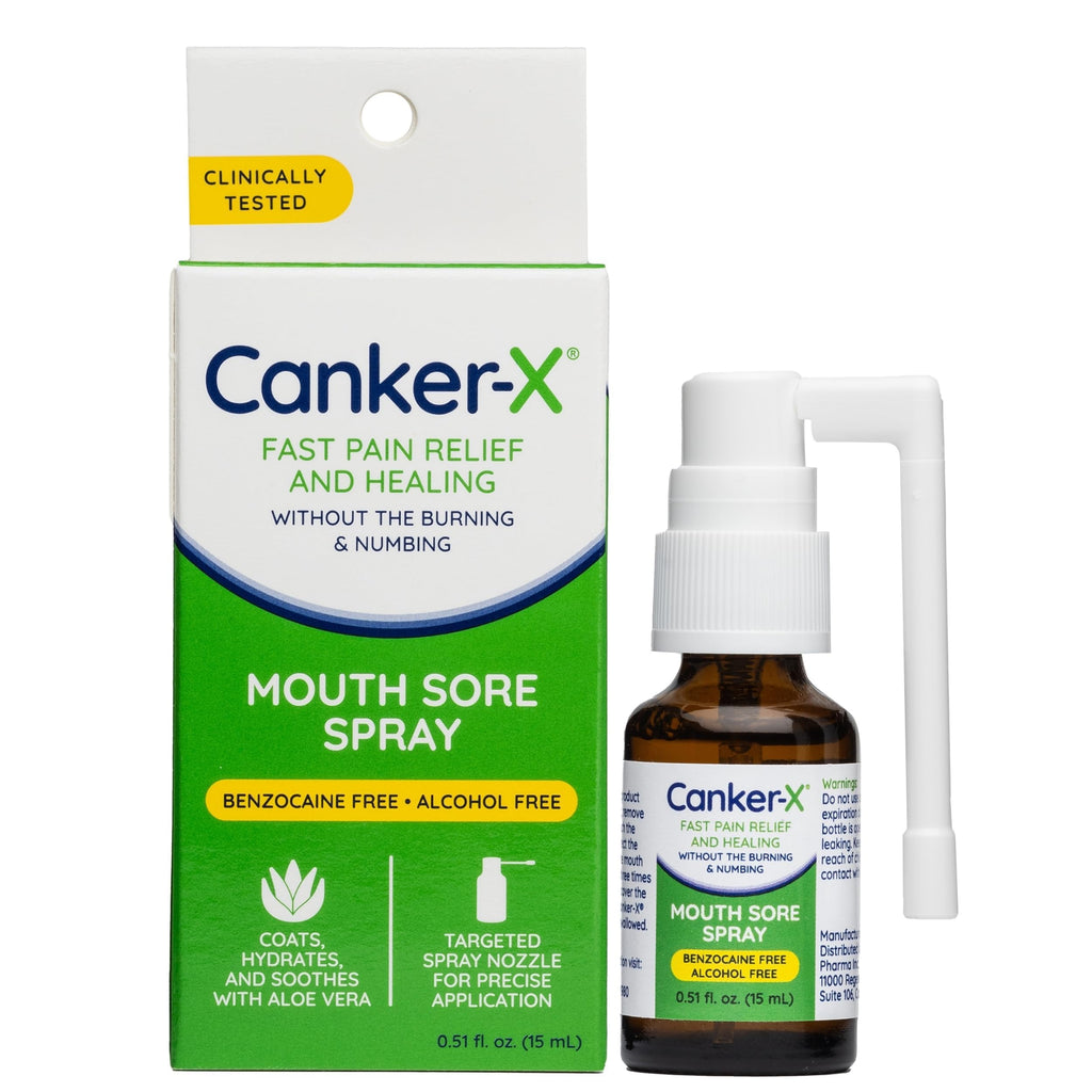 Canker-X Mouth Sore Spray  Benzocaine-Free & Alcohol-Free Oral Pain Relief (0.51 Fl. Oz) | Targeted Spray Nozzle