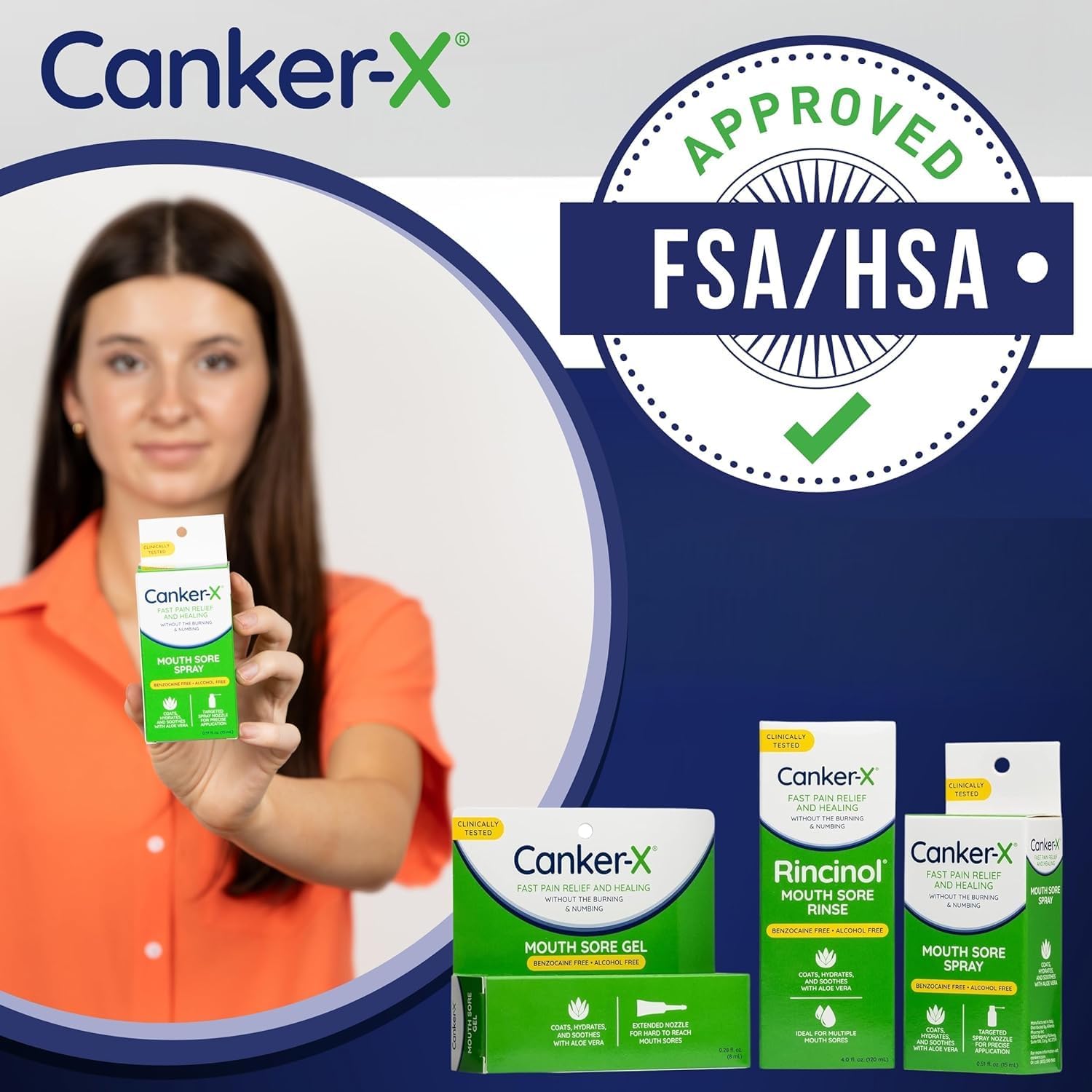 Canker-X Mouth Sore Spray  Benzocaine-Free & Alcohol-Free Oral Pain Relief (0.51 Fl. Oz) | Targeted Spray Nozzle