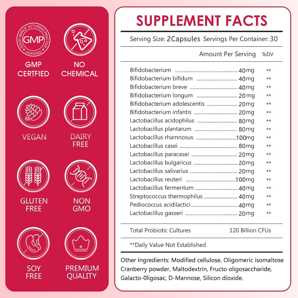 CANLIST Women's Probiotics 120B CFUs | 18 Strains | 60 Capsules | Non-GMO & Vegan