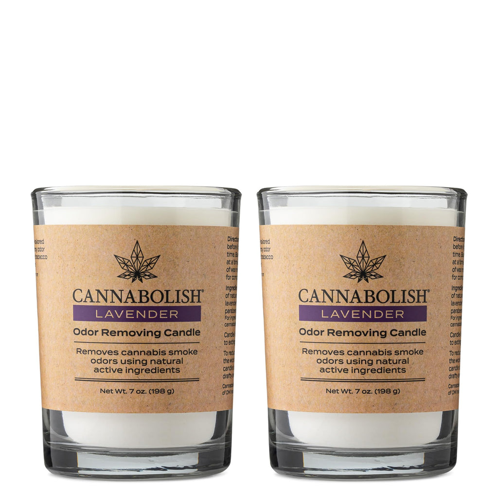Cannabolish Lavender Smoke Odor Eliminating Candle – 7 oz (Pack of 2) | Natural Ingredients