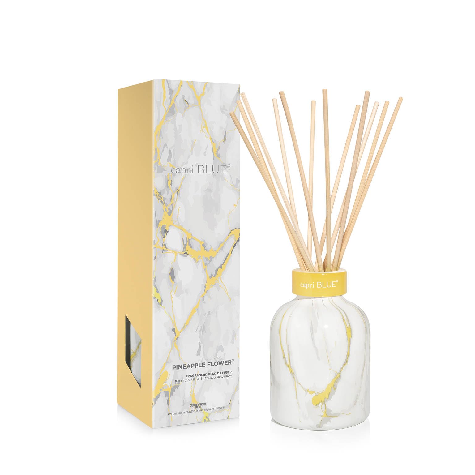 Capri Blue Modern Marble Reed Diffuser Set – Pineapple Flower 5.7 oz | Luxury Home Fragrance