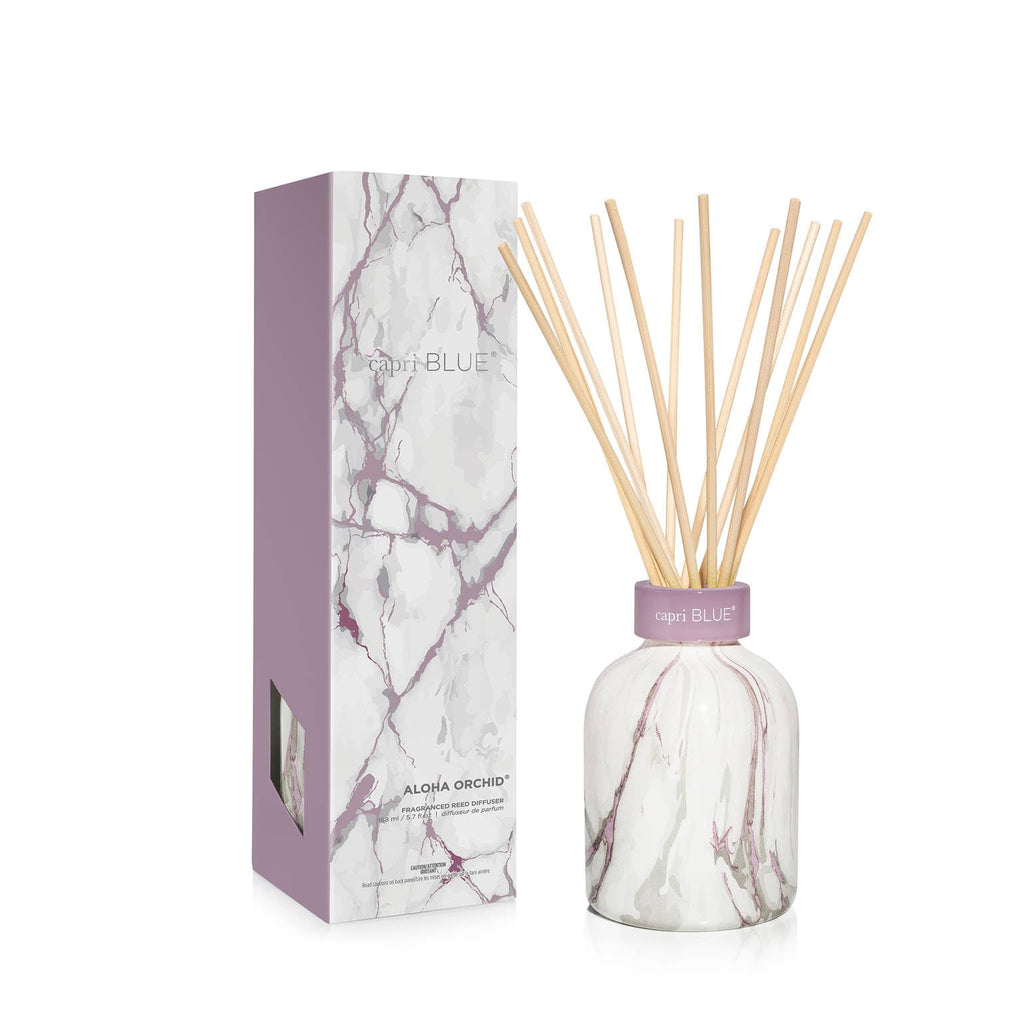Capri Blue Modern Marble Reed Diffuser Set - Aloha Orchid (5.7 fl oz) | Luxury Home Fragrance