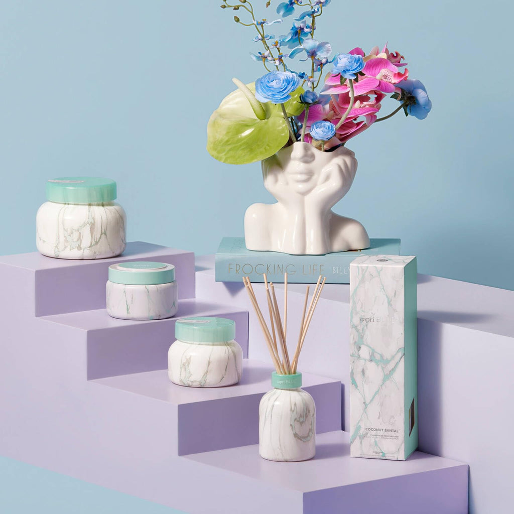 Capri Blue Modern Marble Reed Diffuser Set – Coconut Santal | Luxury Home Fragrance