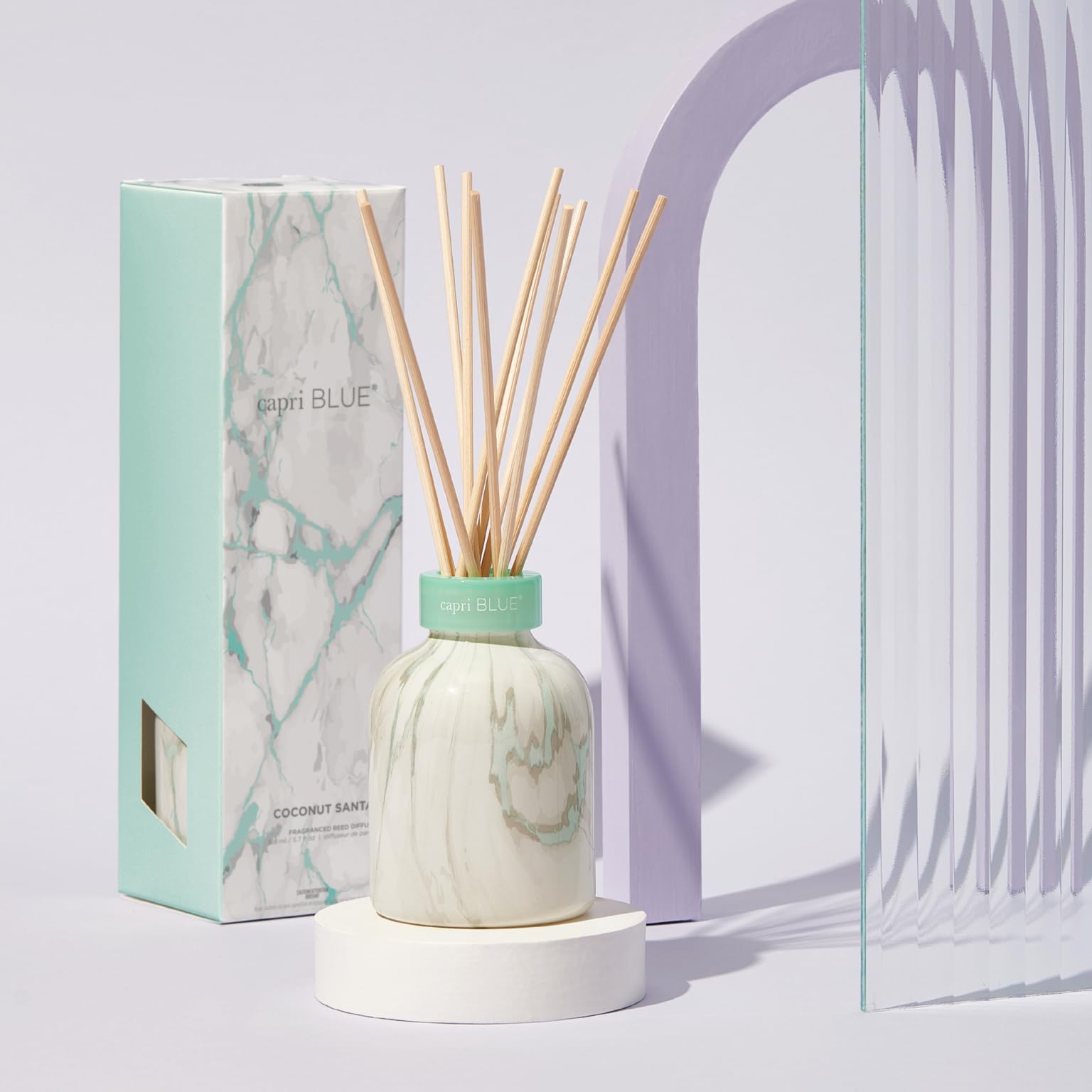 Capri Blue Modern Marble Reed Diffuser Set – Coconut Santal | Luxury Home Fragrance