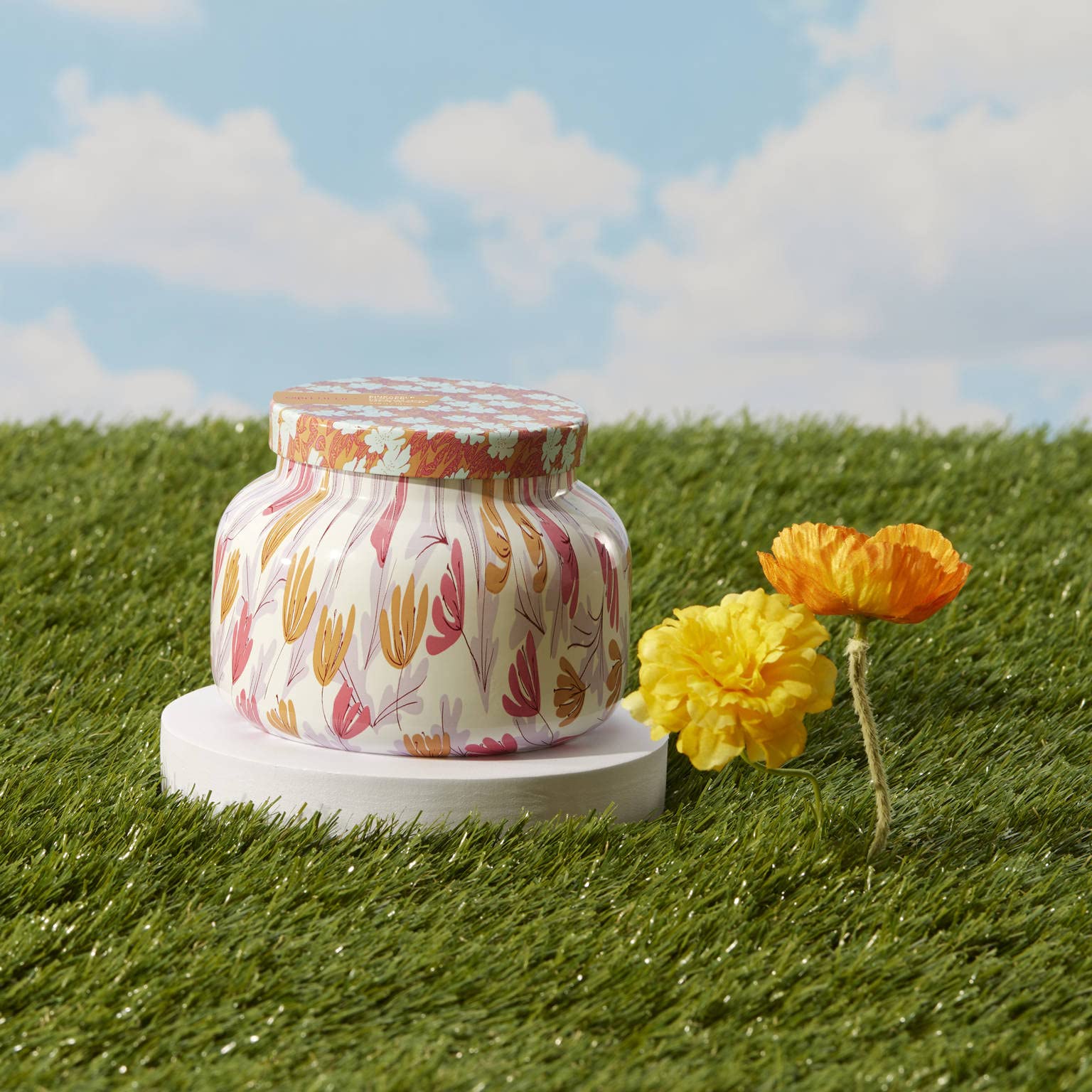 Capri Blue Pineapple Flower Scented Candle | Pattern Play 19 oz Jar | Soy Wax