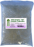 USA-Made 500 Bulk Empty Gelatin Capsules, 00 Size – Capsule Connection, Resealable Bag