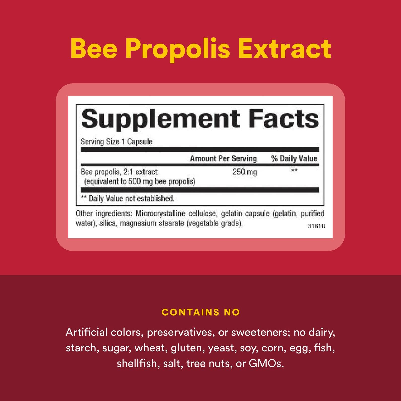 Natural Factors Bee Propolis Extract 500 mg – Supports Immune Health – 90 Capsules (90 Servings)