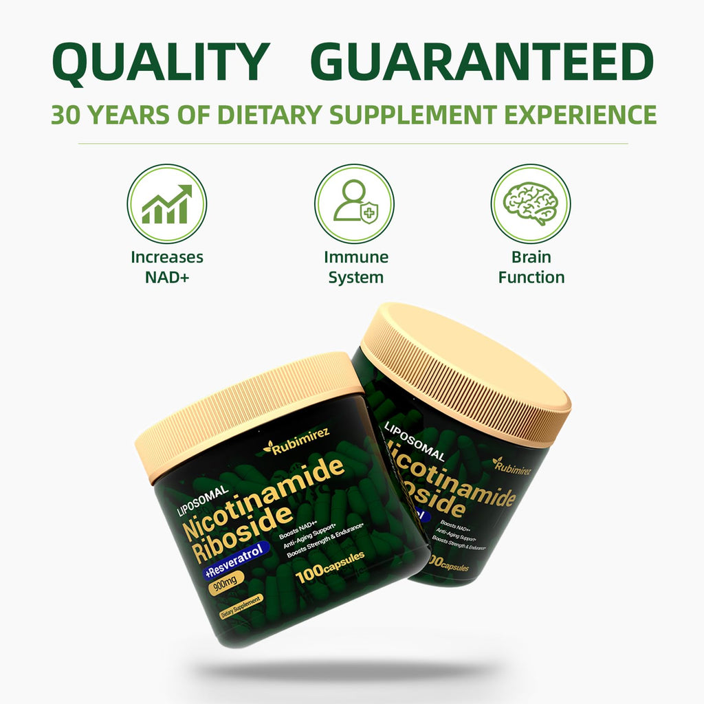 NAD+ Supplement with Nicotinamide Riboside & Resveratrol 900mg – Anti-Aging Support (Vegan, Non-GMO) 100 Capsules