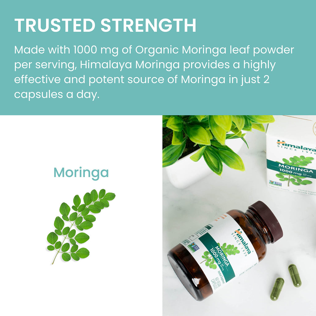 Himalaya Moringa - Herbal Superfood 1000 mg, 60 Capsules | Vegan, Non-GMO, Gluten Free