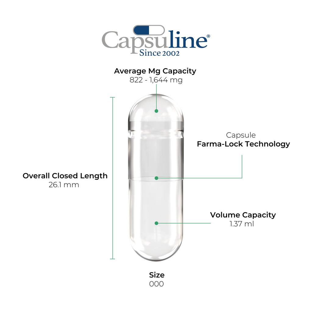 Capsuline Size 000 Gelatin Empty Capsules – 10,000 Count | Kosher, Gluten Free & Non-GMO Certified