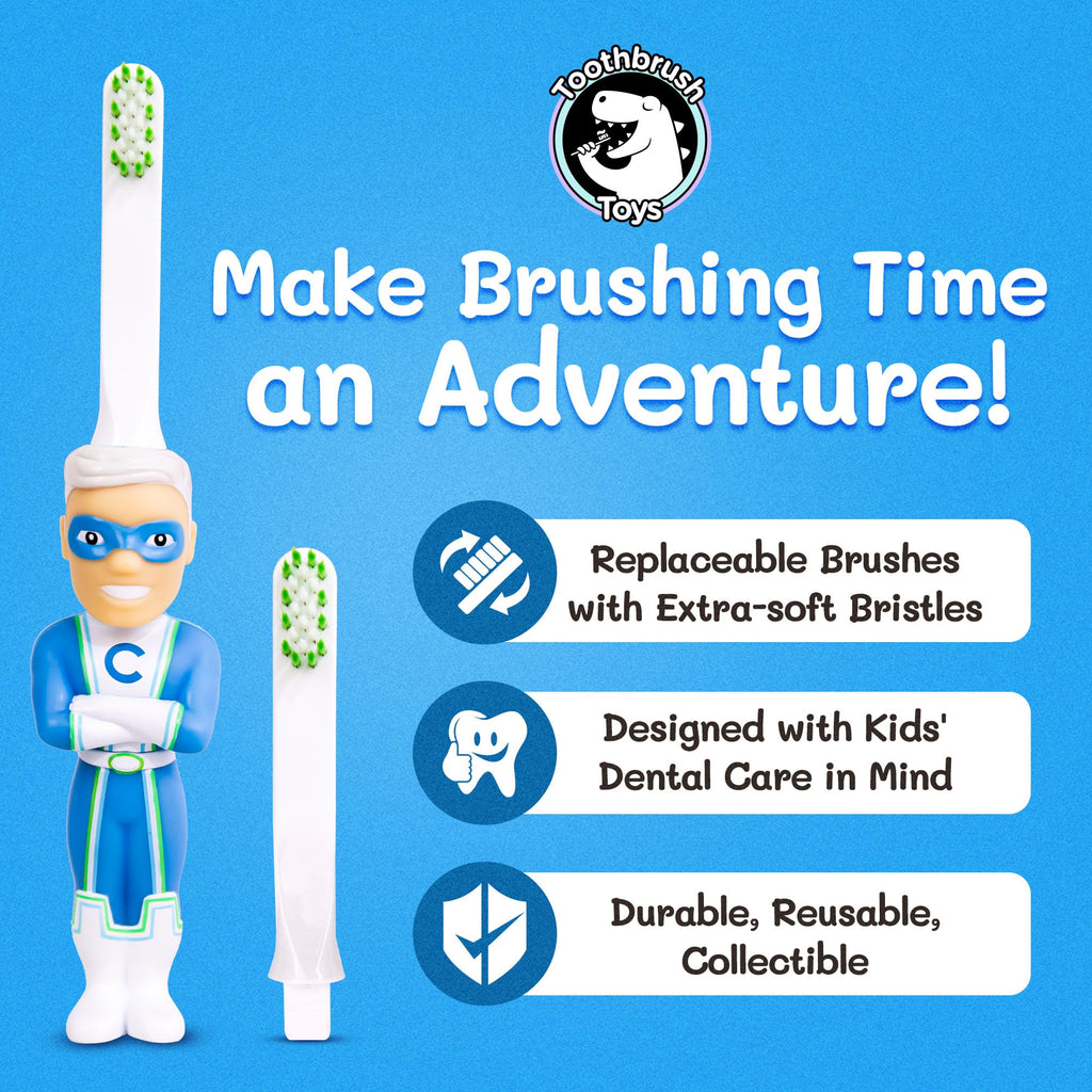 Kids Soft Bristle Superhero Toothbrush for Ages 2+ | Gentle, Replaceable Head, Ergonomic Handle