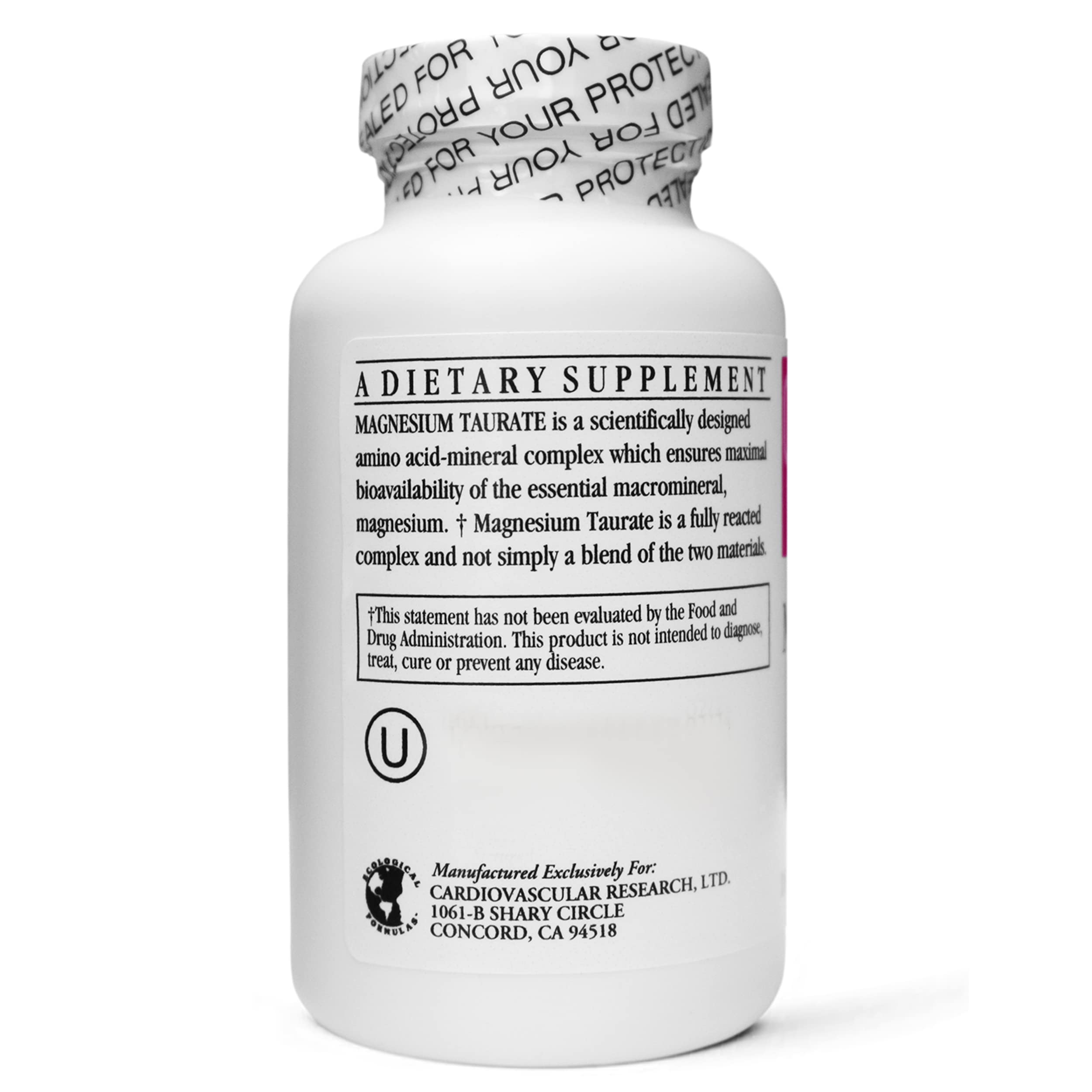 Cardiovascular Research Magnesium Taurate 125 mg – 540 Veggie Capsules in a 3-Bottle Saver Pack