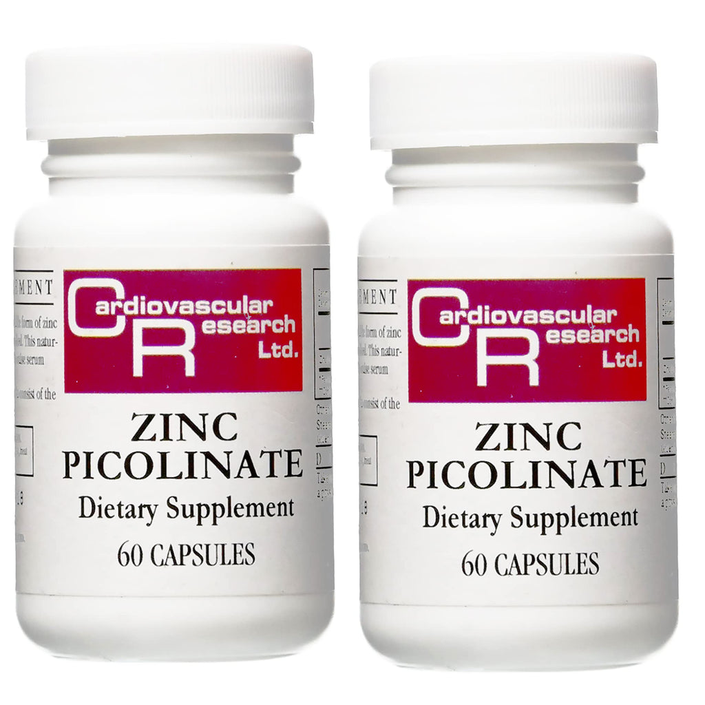 Cardiovascular Research Zinc Picolinate 25 mg – 120 Capsules | Immune System Support | Two Bottle Bundle