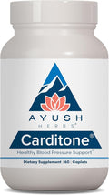 Ayush Herbs Carditone - Natural Heart Health Support with Rauwolfia, Arjuna, Calcium & Magnesium - 60 Vegetarian Caplets