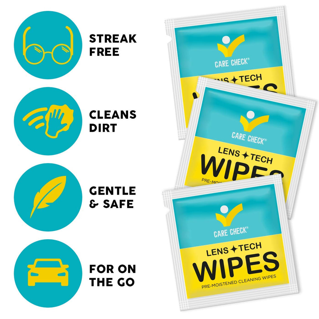 Care Check Lens Wipes – 300 Pre-Moistened Cleaning Wipes for Cameras & Screens