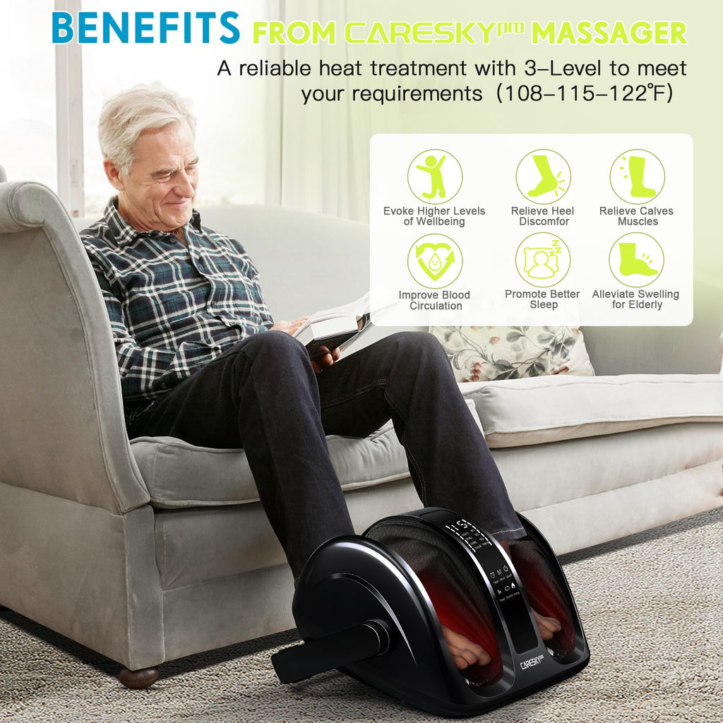 CARESKYpro Foot Massager – Deep Kneading, Heat Therapy, Circulation Support