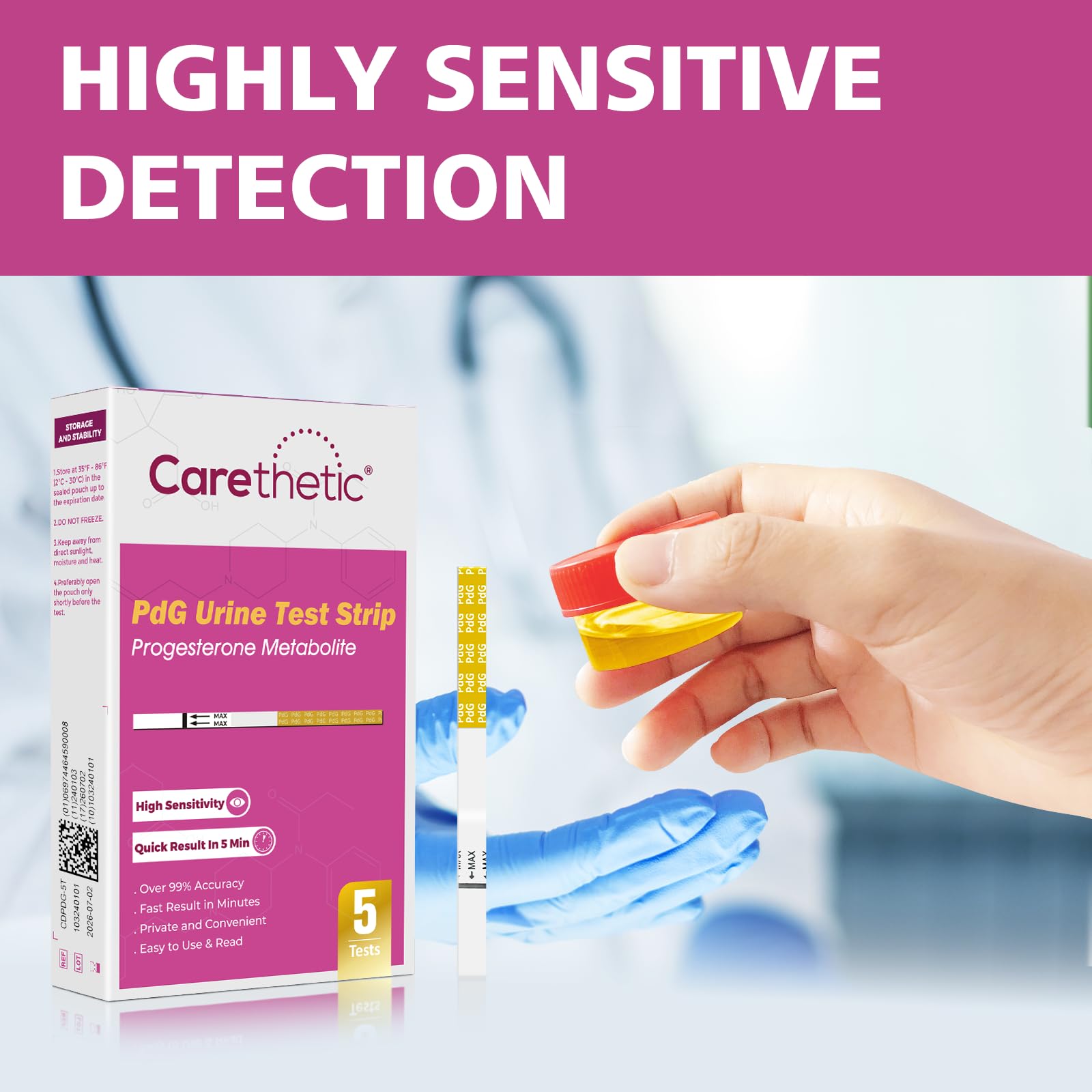 Carethetic PdG Test Strips - Progesterone Urine Test Kit | 5 Tests